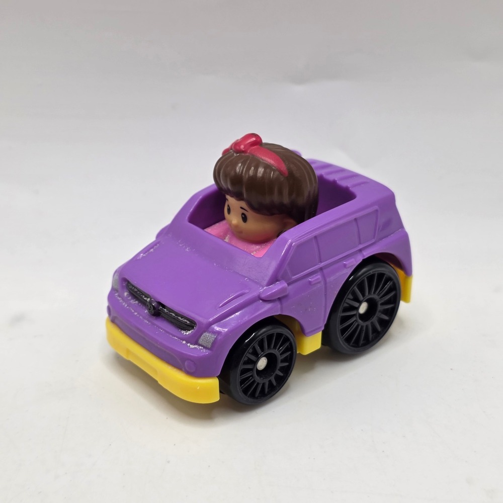 Fisher-Price Little People Wheelies Purple SUV Girl Pink Bow Car Mattel Toy